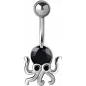 Piercing nombril pieuvre crystal Swarovski noir