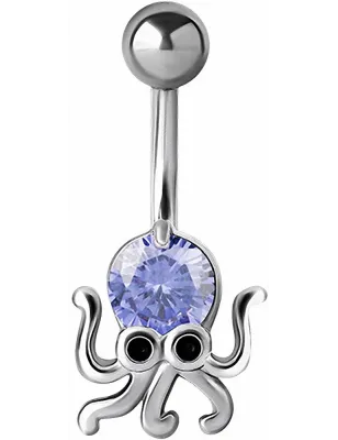 Piercing nombril pieuvre crystal Swarovski lavande