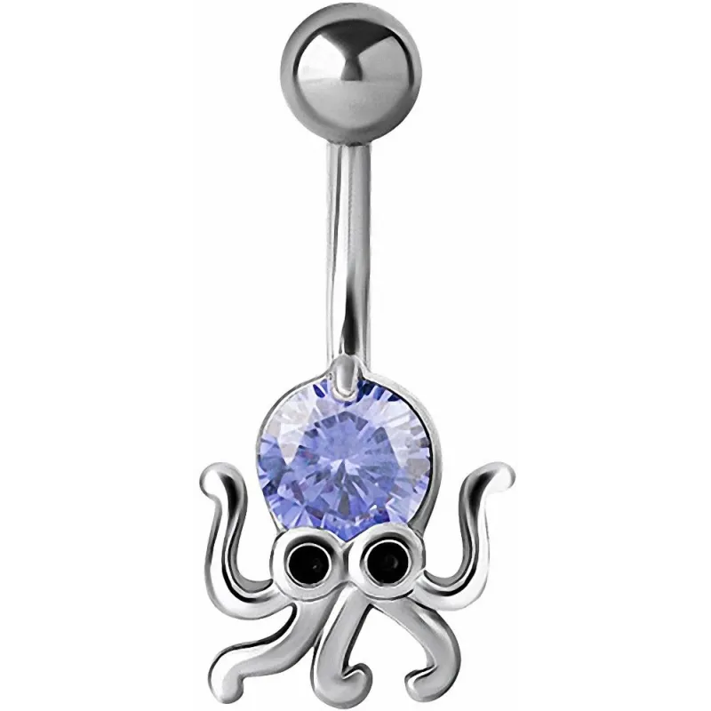 Piercing nombril pieuvre crystal Swarovski lavande