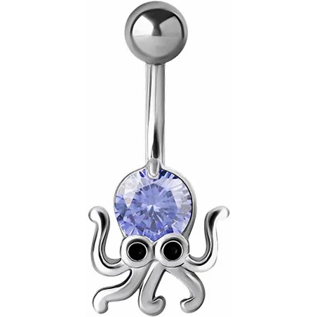 Piercing nombril pieuvre crystal Swarovski lavande