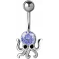 Piercing nombril pieuvre crystal Swarovski lavande