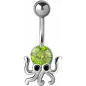 Piercing nombril pieuvre crystal Swarovski vert