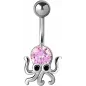 Piercing nombril pieuvre crystal Swarovski rose