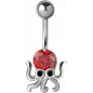 Piercing nombril pieuvre crystal Swarovski rouge