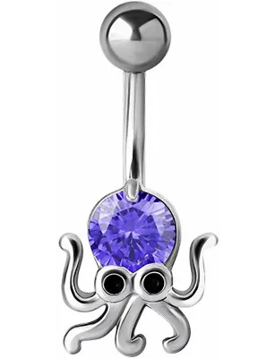 Piercing nombril pieuvre crystal Swarovski tanzanite