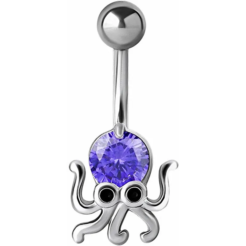 Piercing nombril pieuvre crystal Swarovski tanzanite