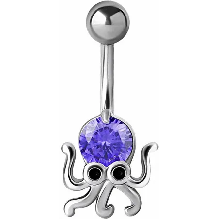 Piercing nombril pieuvre crystal Swarovski tanzanite