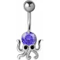 Piercing nombril pieuvre crystal Swarovski tanzanite