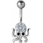Piercing nombril pieuvre crystal Swarovski blanc
