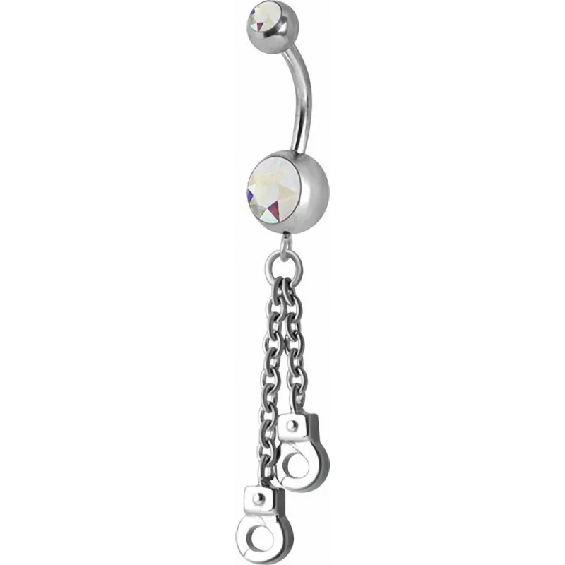 Piercing nombril Crystal Swarovski menottes aurore boréale