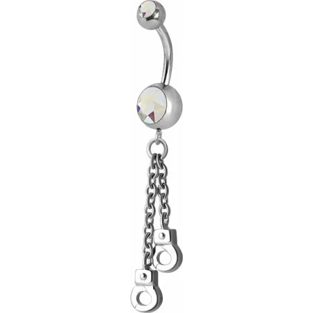 Piercing nombril Crystal Swarovski menottes aurore boréale