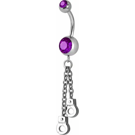 Piercing nombril Crystal Swarovski menottes violet