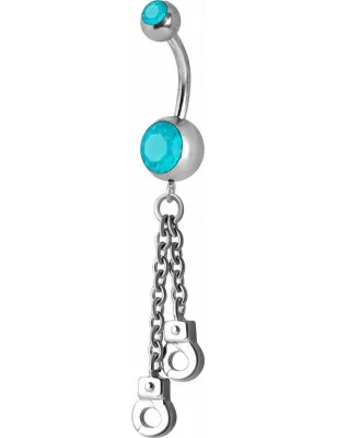 Piercing nombril Crystal Swarovski menottes turquoise
