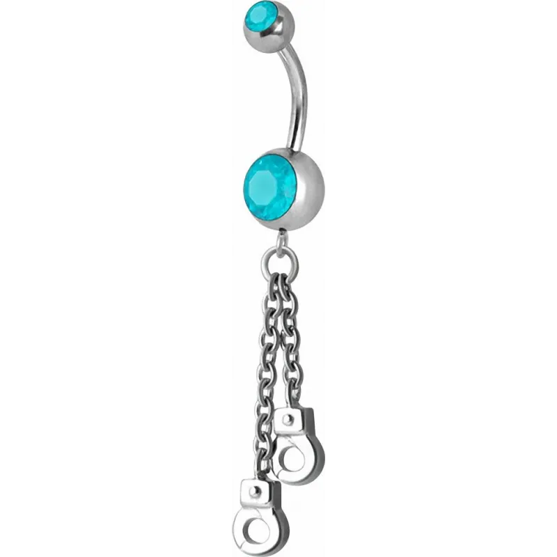 Piercing nombril Crystal Swarovski menottes turquoise