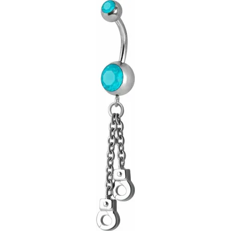 Piercing nombril Crystal Swarovski menottes turquoise