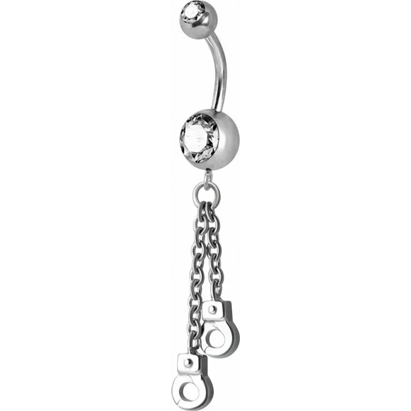Piercing nombril Crystal Swarovski menottes blanc