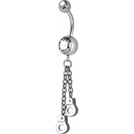Piercing nombril Crystal Swarovski menottes blanc