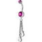 Piercing nombril Crystal Swarovski menottes fuchsia