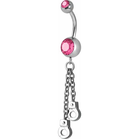 Piercing nombril Crystal Swarovski menottes rose