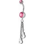 Piercing nombril Crystal Swarovski menottes rose