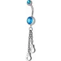 Piercing nombril Crystal Swarovski menottes bleu clair