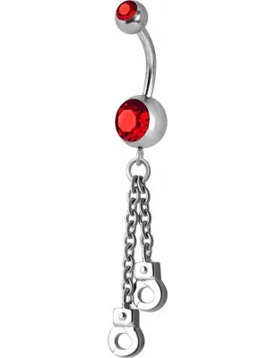 Piercing nombril Crystal Swarovski menottes rouge