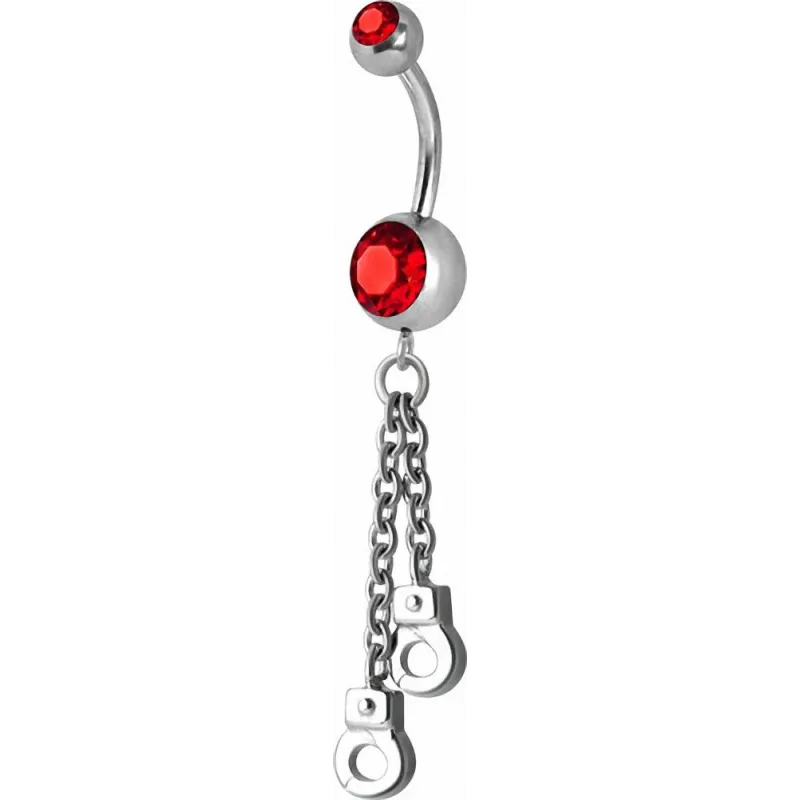 Piercing nombril Crystal Swarovski menottes rouge