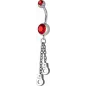Piercing nombril Crystal Swarovski menottes rouge