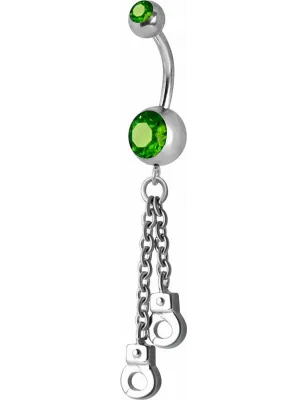 Piercing nombril Crystal Swarovski menottes vert
