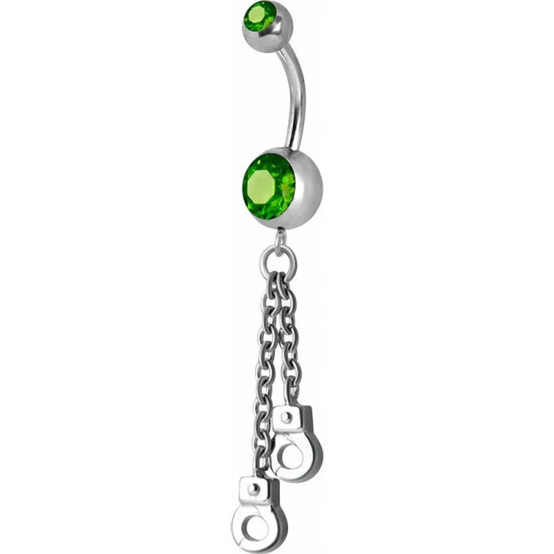 Piercing nombril Crystal Swarovski menottes vert