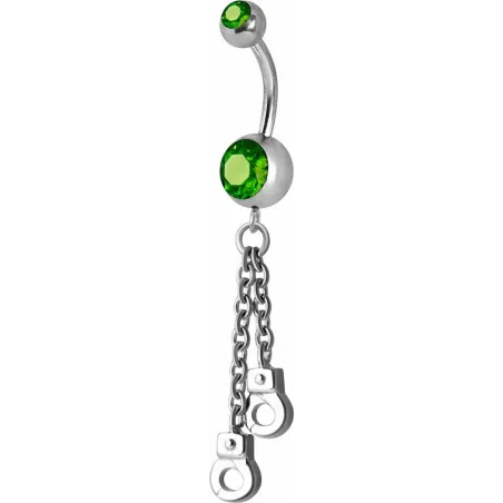 Piercing nombril Crystal Swarovski menottes vert
