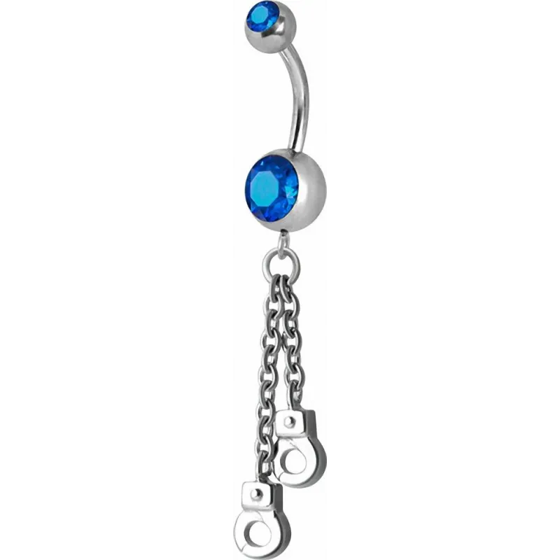 Piercing nombril Crystal Swarovski menottes bleu