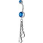 Piercing nombril Crystal Swarovski menottes bleu