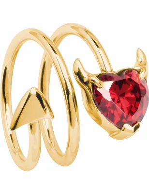 Bague femme coeur de diable rouge