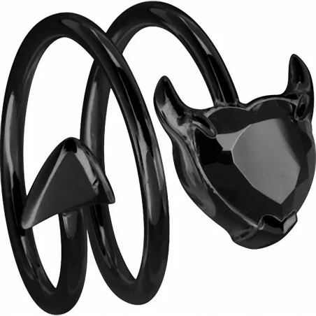 Bague femme noire coeur de diable noir