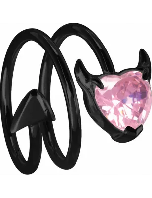 Bague femme noire coeur de diable rose