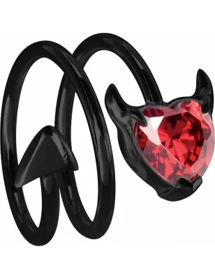 Bague femme noire coeur de diable rouge
