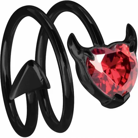Bague femme noire coeur de diable rouge