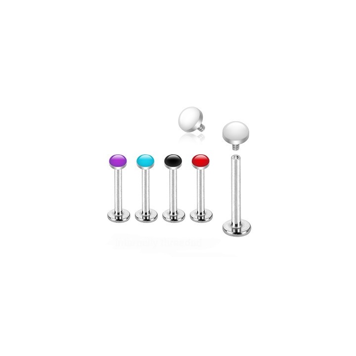 Piercing Labret Acier Chirurgical Dome Emaillé - Bijou Piercing Labret