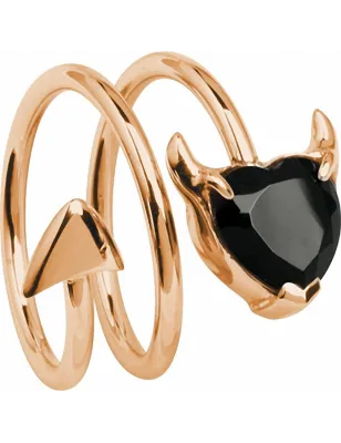 Bague femme or rose coeur de diable noir