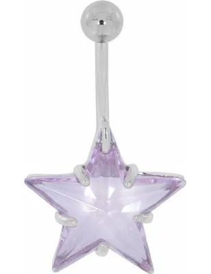 Piercing nombril étoile Crystal Swarovski Rose