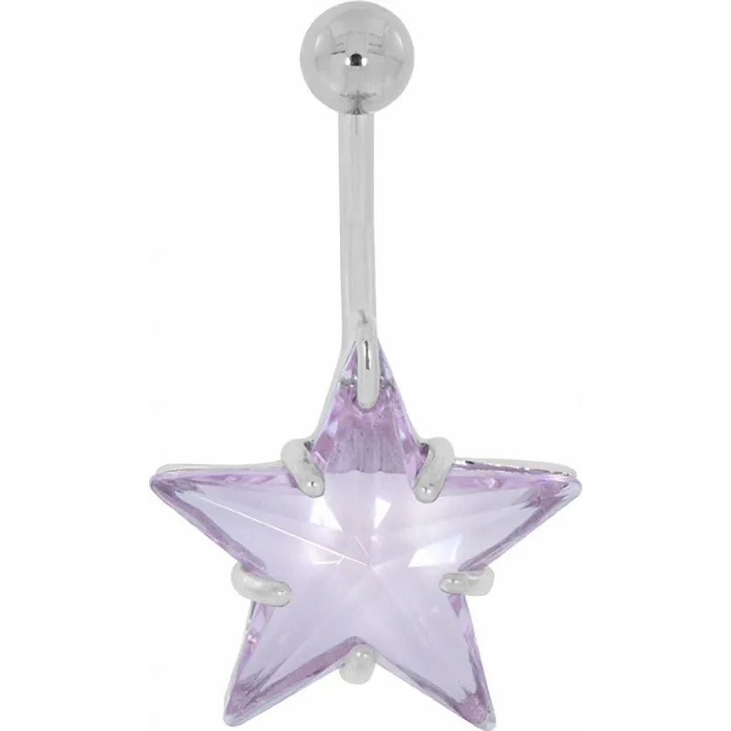 Piercing nombril étoile Crystal Swarovski Rose