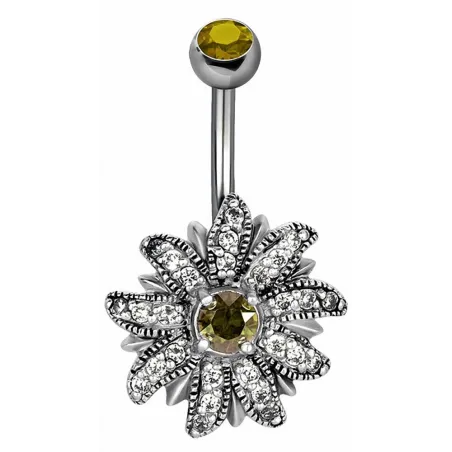 Piercing nombril Crystal Evolution fleur d'edelweiss Zirconia Swarovski