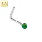 Piercing nez Or blanc 14 carats opale verte tige en L