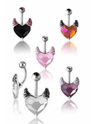 Piercing nombril Crystal Evolution Coeur endiablé Zirconia Swarovski