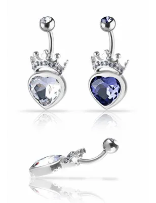 Piercing nombril Crystal Evolution Swarovski Coeur avec couronne