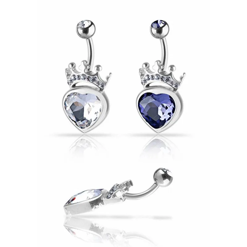 Piercing nombril Crystal Evolution Swarovski Coeur avec couronne