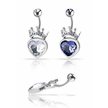 Piercing nombril Crystal Evolution Swarovski Coeur avec couronne