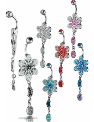 Piercing nombril Crystal Evolution Swarovski Fleur pendentif
