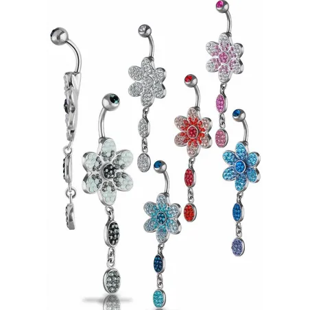 Piercing nombril Crystal Evolution Swarovski Fleur pendentif